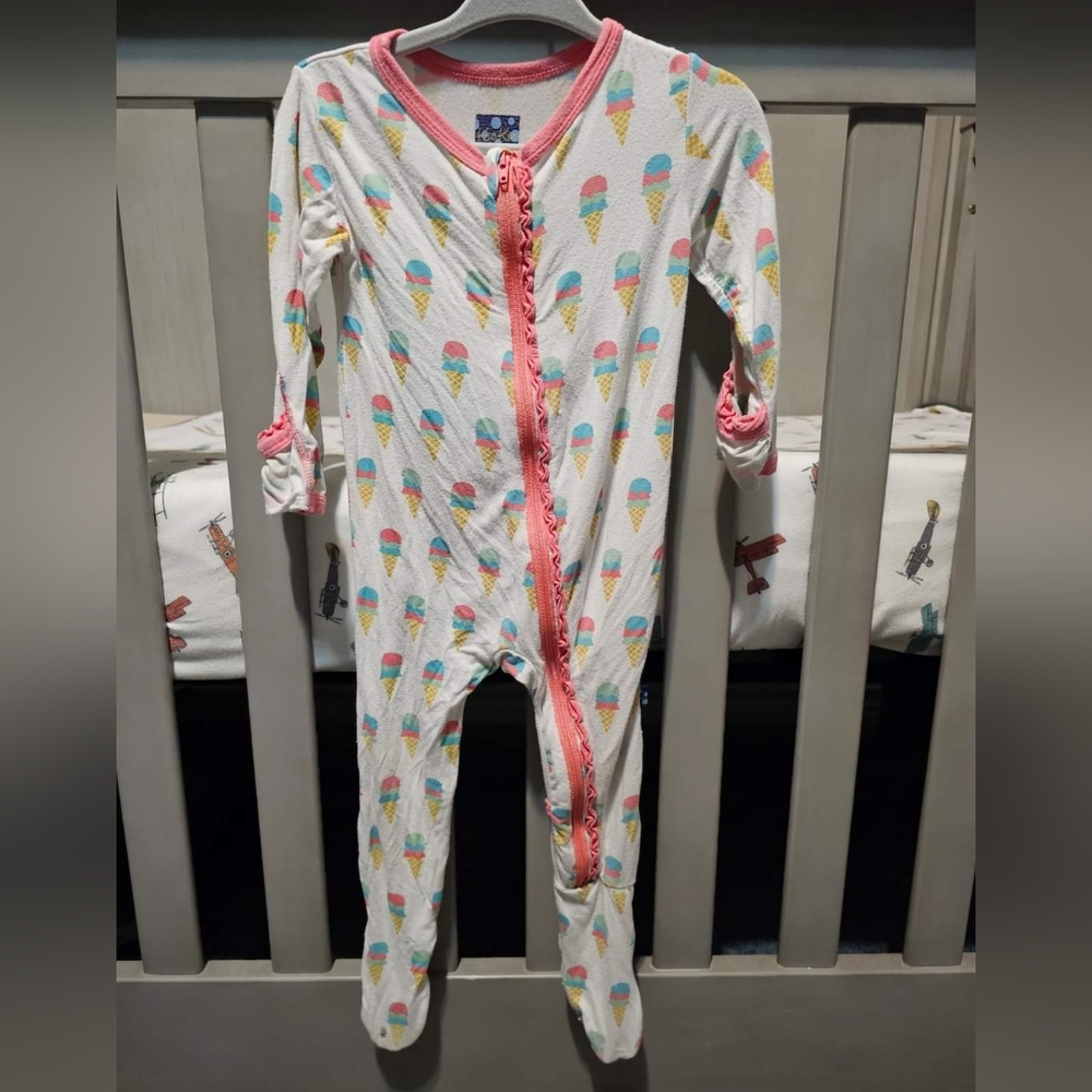 Kickee Pants | Ice cream ruffle footie | 6-9m